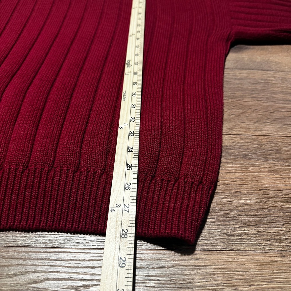 Cape Isle Knitters Burgundy Red Ribbed Cotton Crewneck Sweater Mens Large - Picture 6 of 6